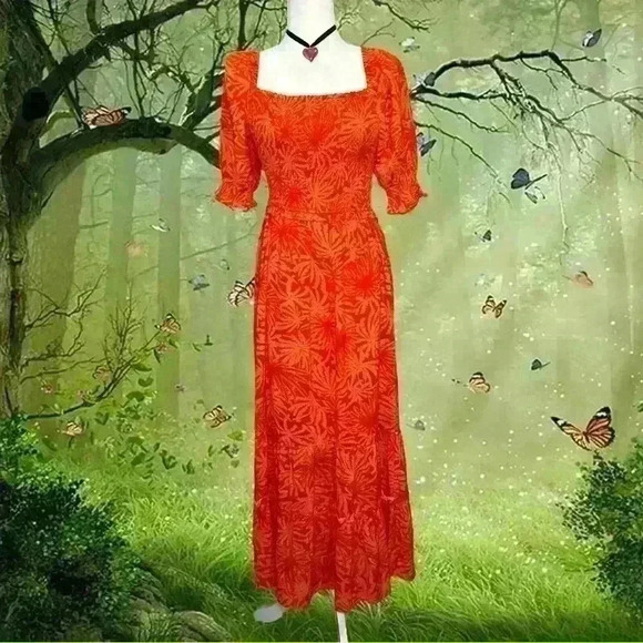 NWT Betsey Johnson Orange Boho Maxi Dress - Picture 1 of 10